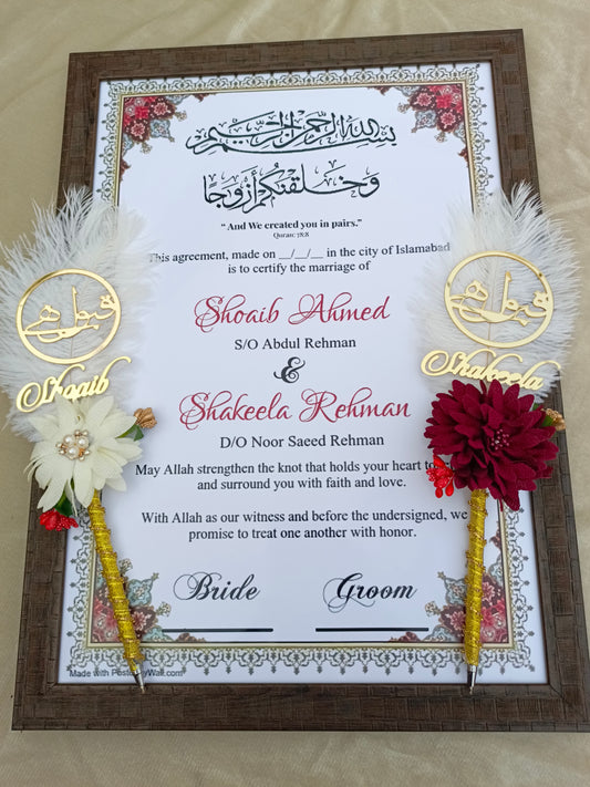 Customized Nikah Certificate Set | Qabool Hai Variant