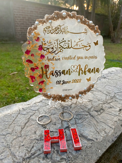 Customized Resin Plaque for Couples | Rose Petals Variant