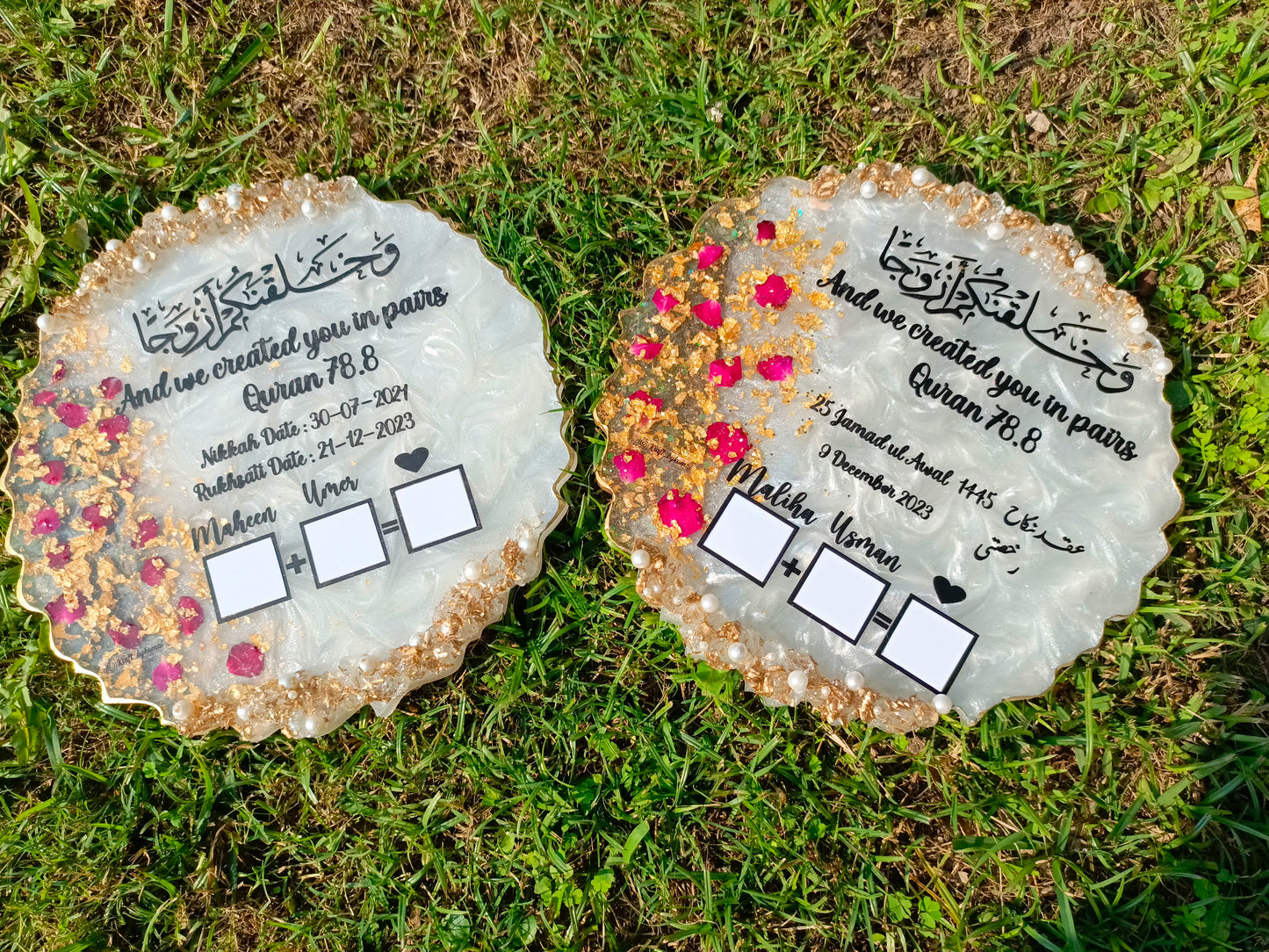 Pair of Customized Resin Plaques with Thumb Boxes