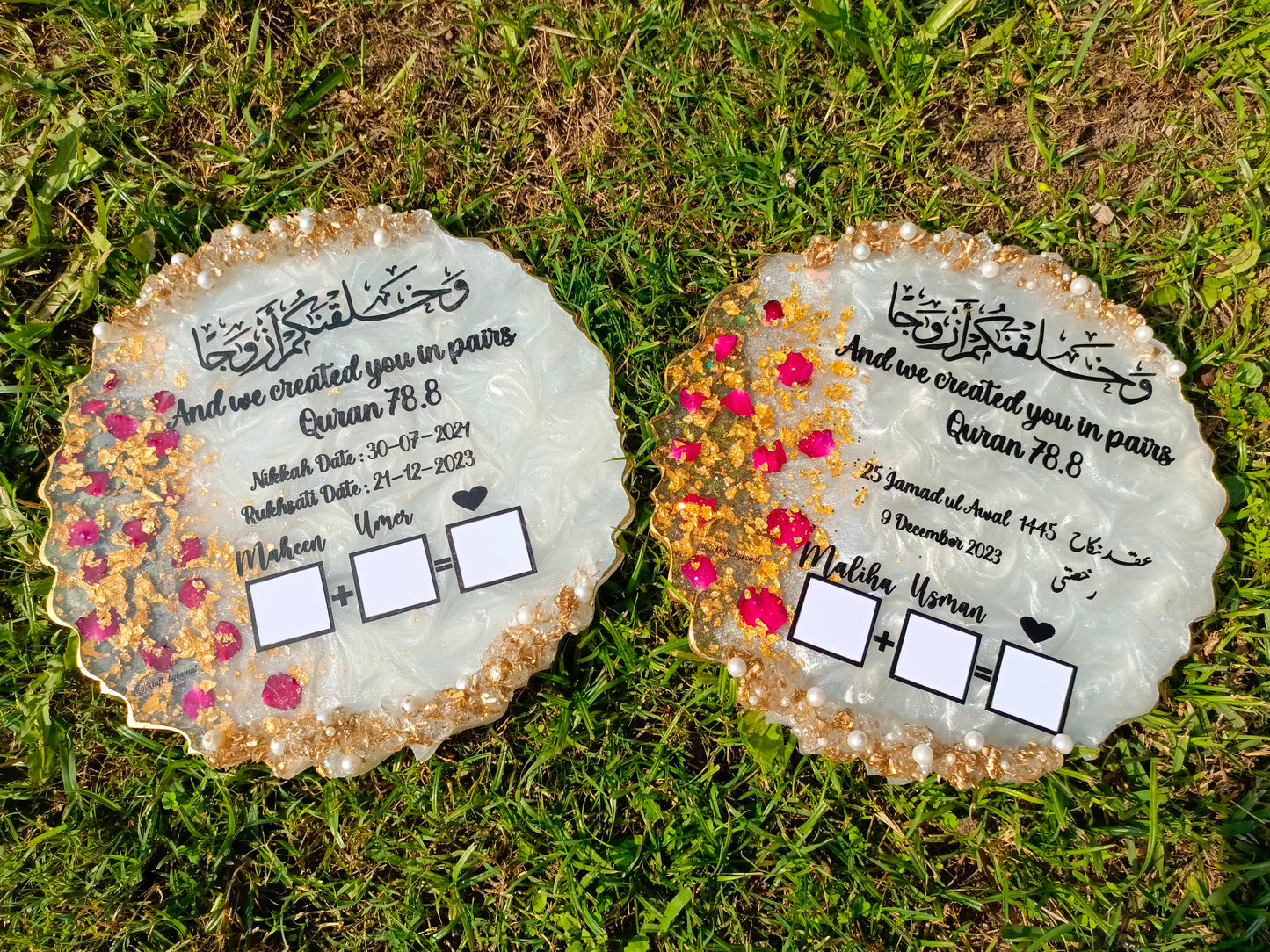 Pair of Customized Resin Plaques with Thumb Boxes