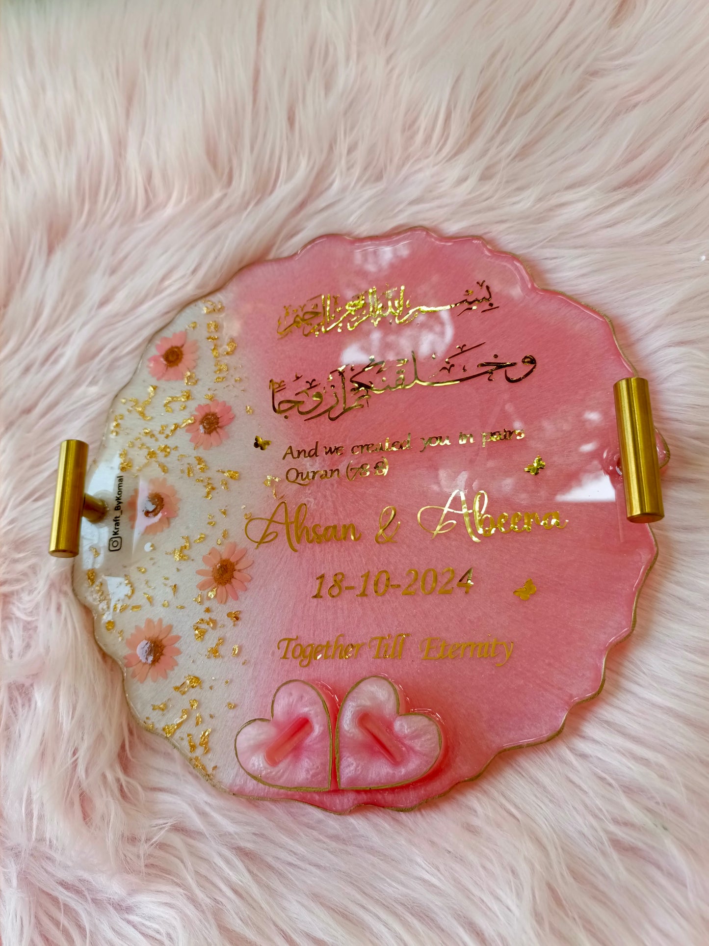 Customized Resin Ring Tray | Pink & White Variant