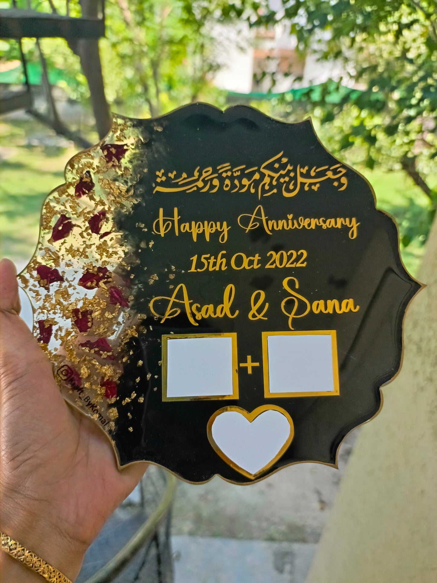 Customized Anniversary Plaque with Thumb Boxes | Black Edition