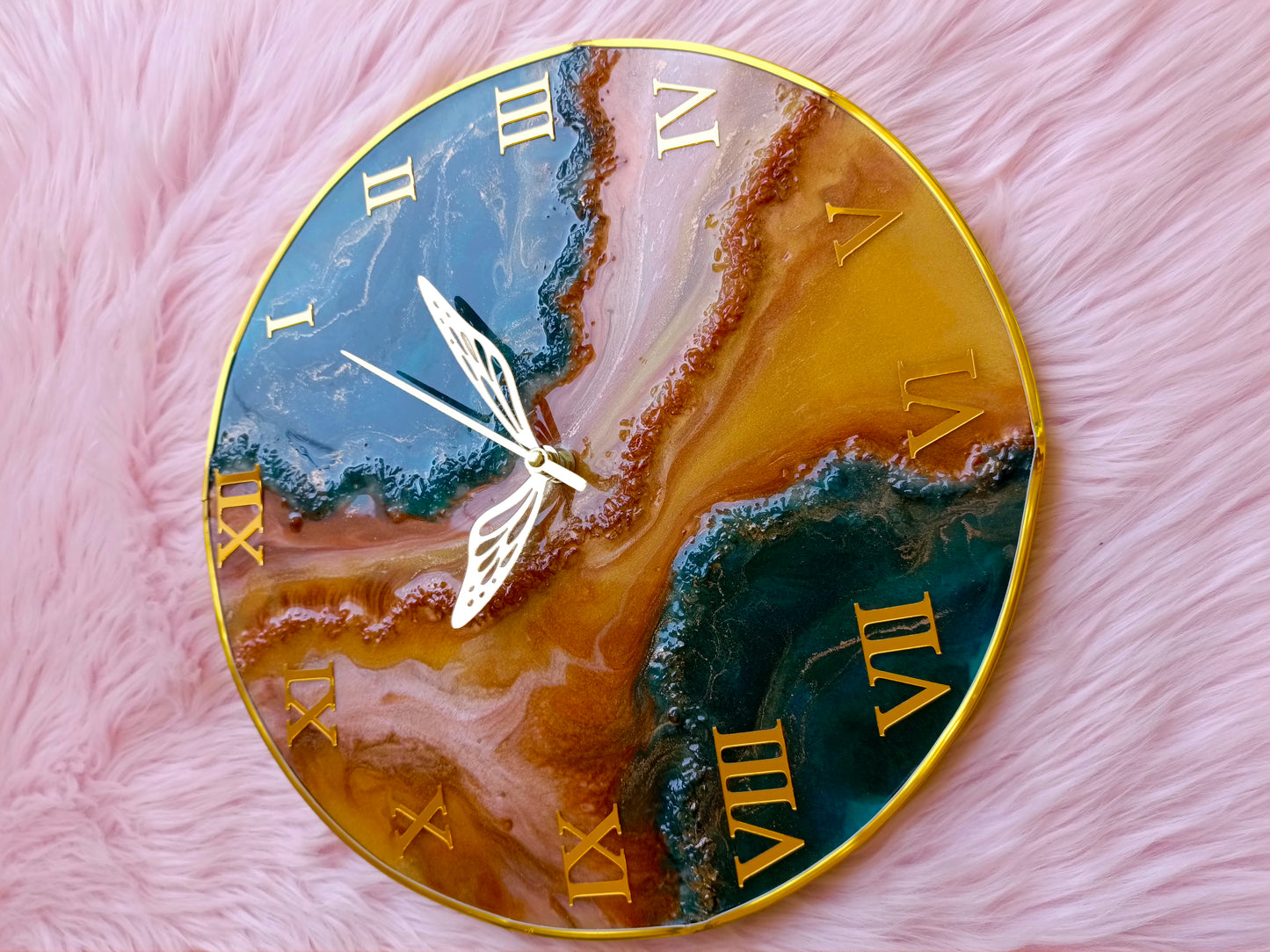 Orange and Emerald Wall Clock | 14 Inches