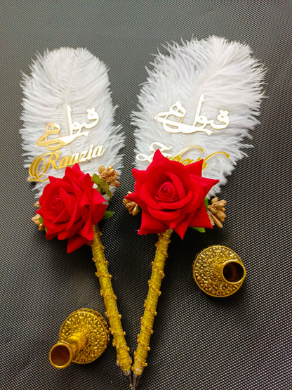 Customized Nikah Pen | White Feather Variant