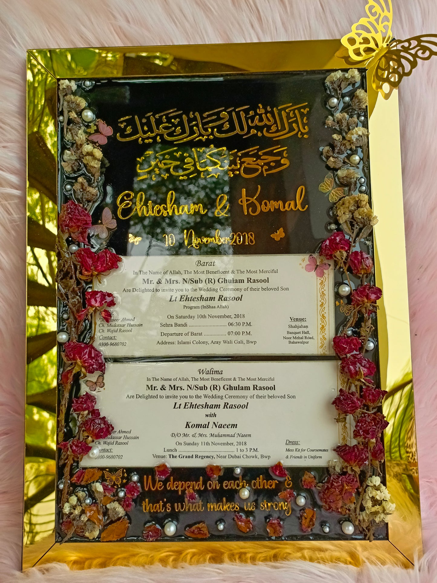 Customized Wedding Card Preservation Board | Special Flowers Variant