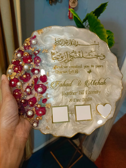 Customized Wedding Plaque with Thumb Boxes | White Variant