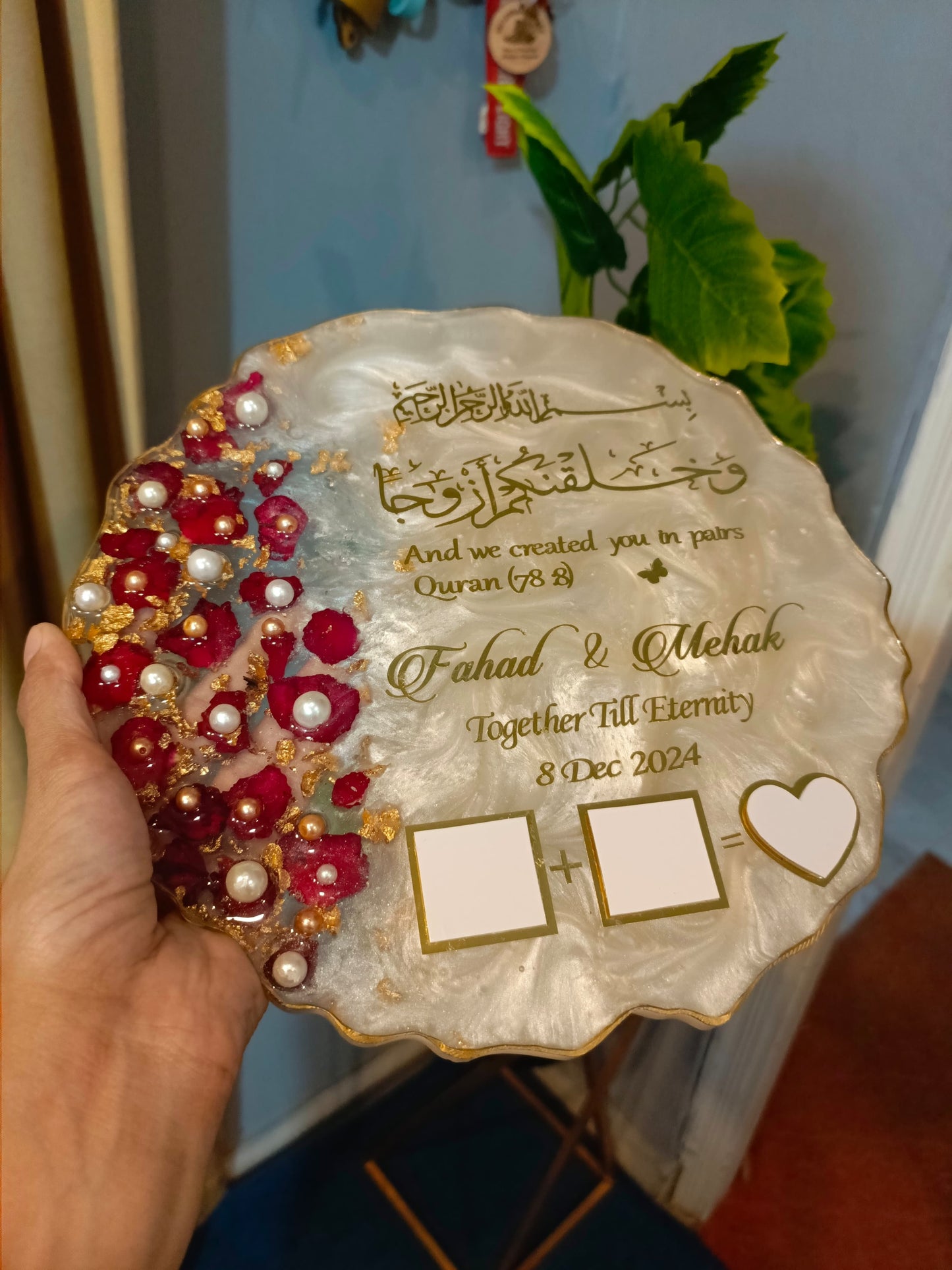 Customized Wedding Plaque with Thumb Boxes | White Variant