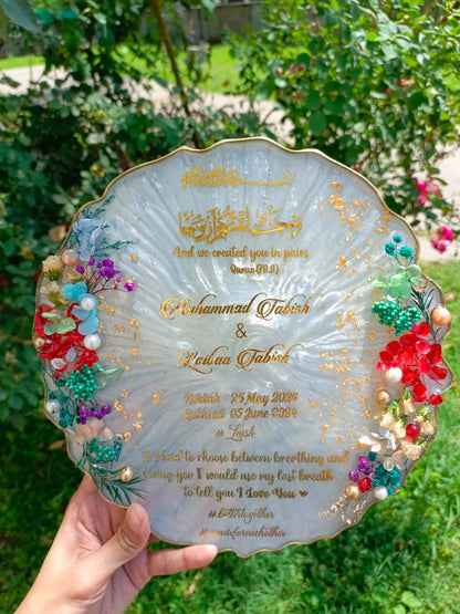 Customized 10 Inches Resin Plaque | Colorful Flowers Variant