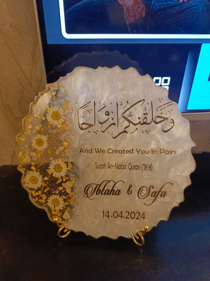 Customized 10 Inches Resin Plaque | Pearl White Variant