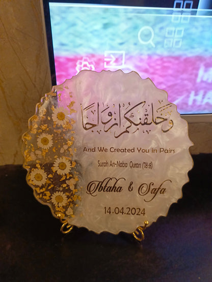 Customized 10 Inches Resin Plaque | Pearl White Variant