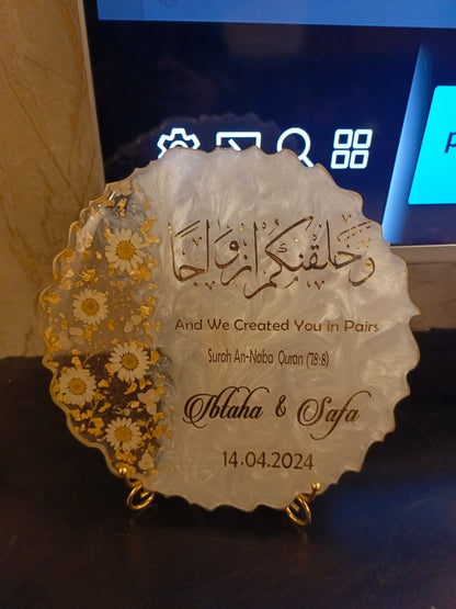 Customized 10 Inches Resin Plaque | Pearl White Variant