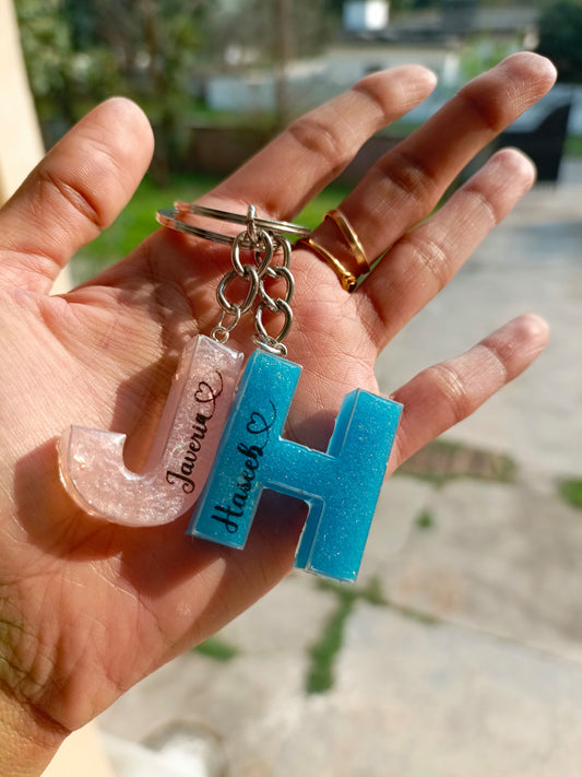 Customized Name Initial Keychains Made with Resin