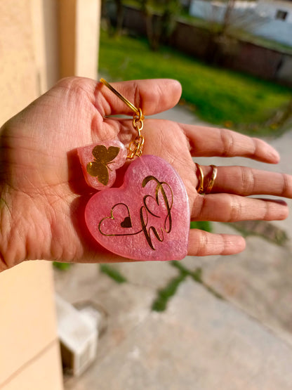 Customized Resin Heart Shaped Key Chain | Pink Variant