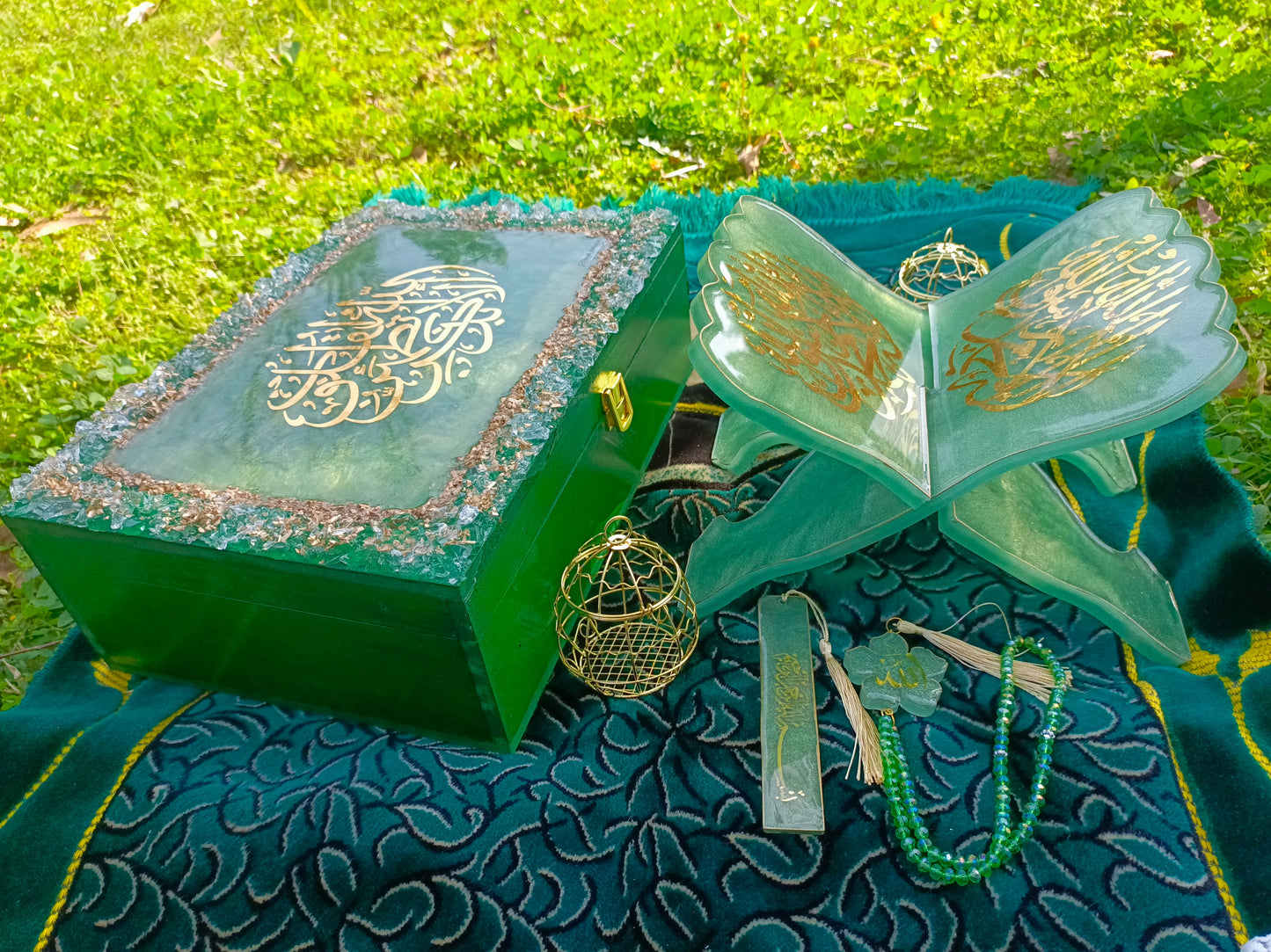 Customized Resin Quran Rehal with Wooden Rehal Box | Kalma Variant