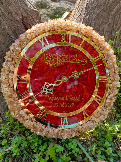 Customized 12 Inches Resin Wall Clock | Maroon Variant