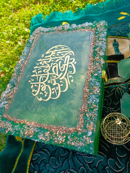 Customized Resin Quran Rehal with Wooden Rehal Box | Kalma Variant