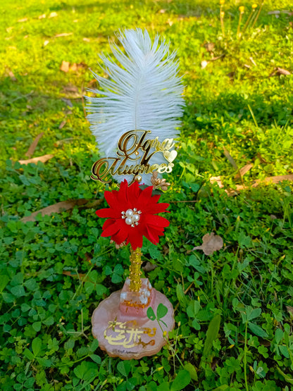 Customized Nikah Pens with Pen Holder | Ostrich Feather Variant