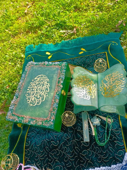 Customized Resin Quran Rehal with Wooden Rehal Box | Kalma Variant