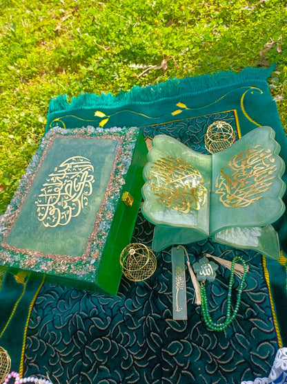 Customized Resin Quran Rehal with Wooden Rehal Box | Kalma Variant