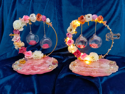 Customized 10 Inches Ring Platter with Glass Balls and LED Lights | Pink Variant