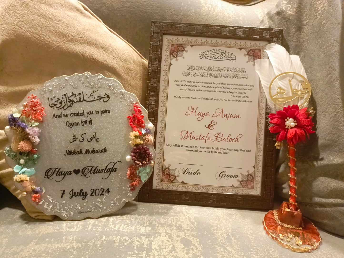 Customized Nikah Plaque Set | Qabool Hai Variant