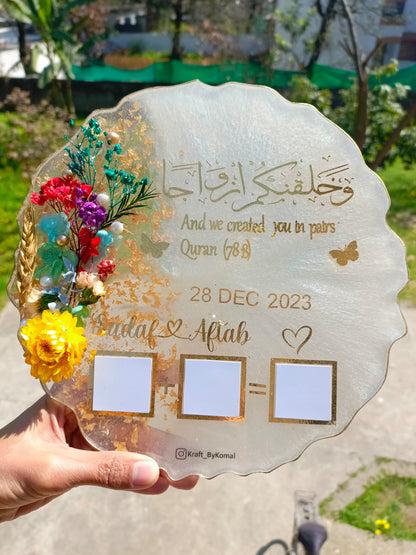 Customized 10 Inches Resin Plaque with Thumb Boxes | Yellow Flower Variant