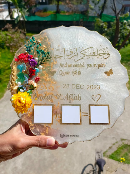 Customized 10 Inches Resin Plaque with Thumb Boxes | Yellow Flower Variant