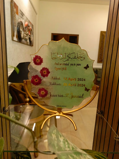 Customized Resin Plaque with Nikah Pens | Pista Green Variant