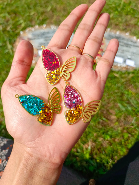 Butterfly Shaped Golden Pendant | Glittering Effect