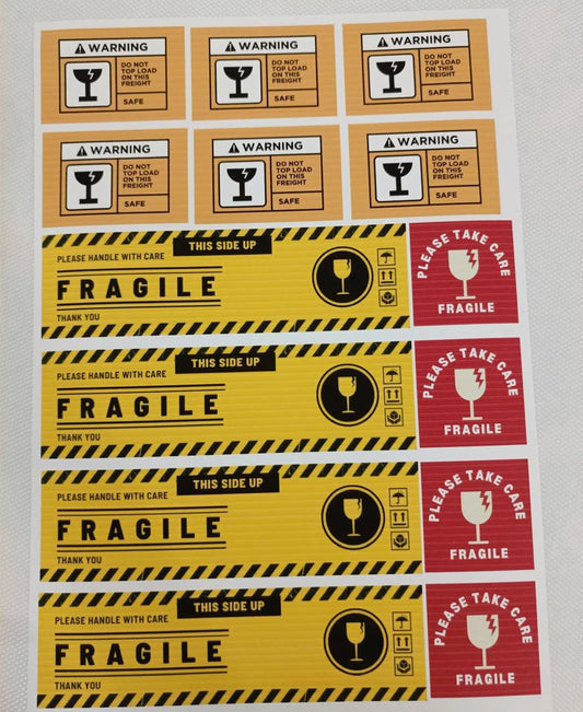 Fragile Sticker Sheet | Colored | A4 Size