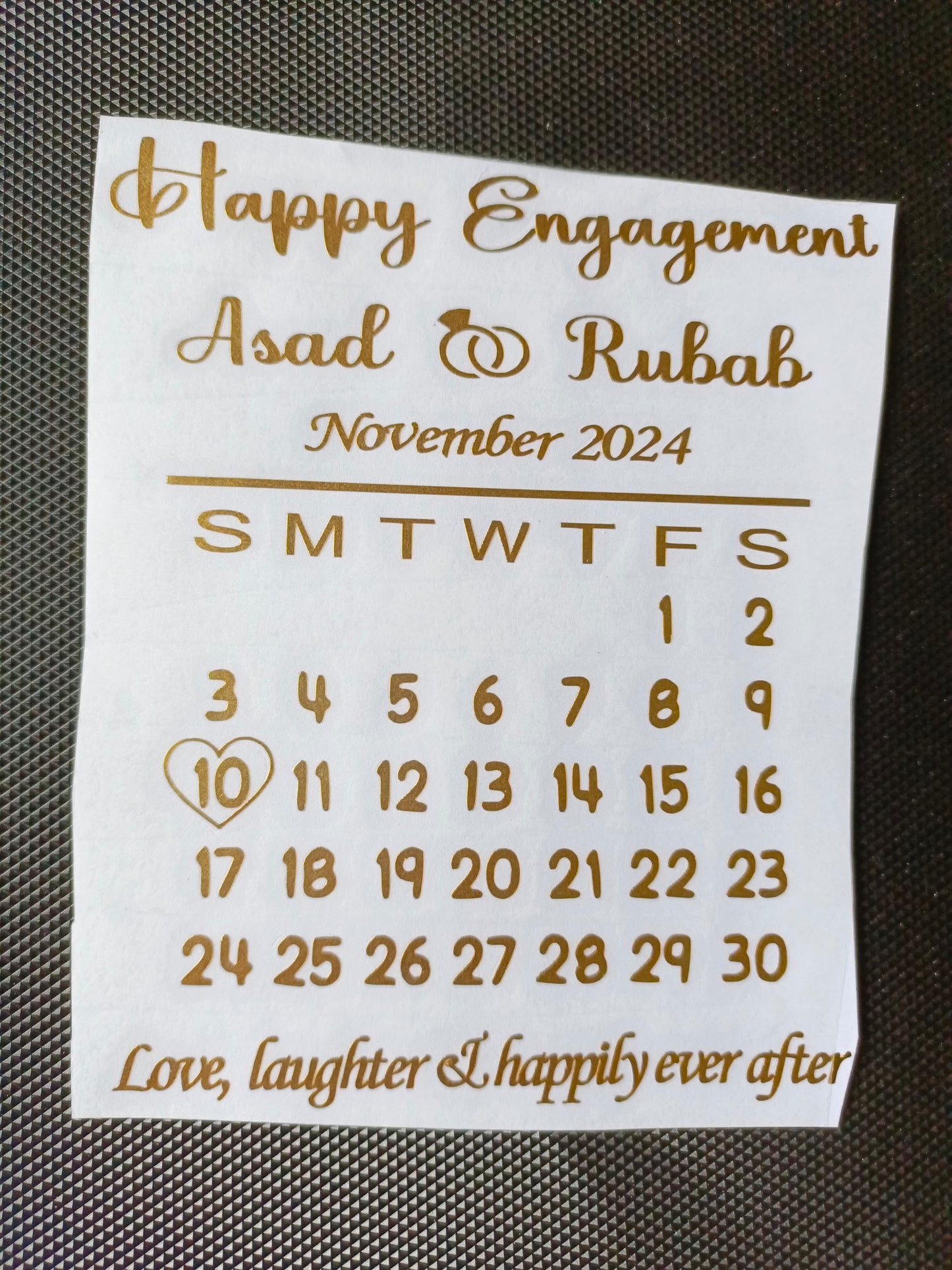 Customized Engagement Calendar Vinyl Sticker | 4.5 Inches