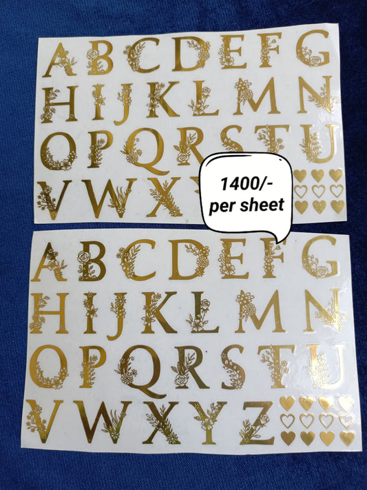 English Alphabet Metallic Stickers for Resin Art | Floral Alphabets