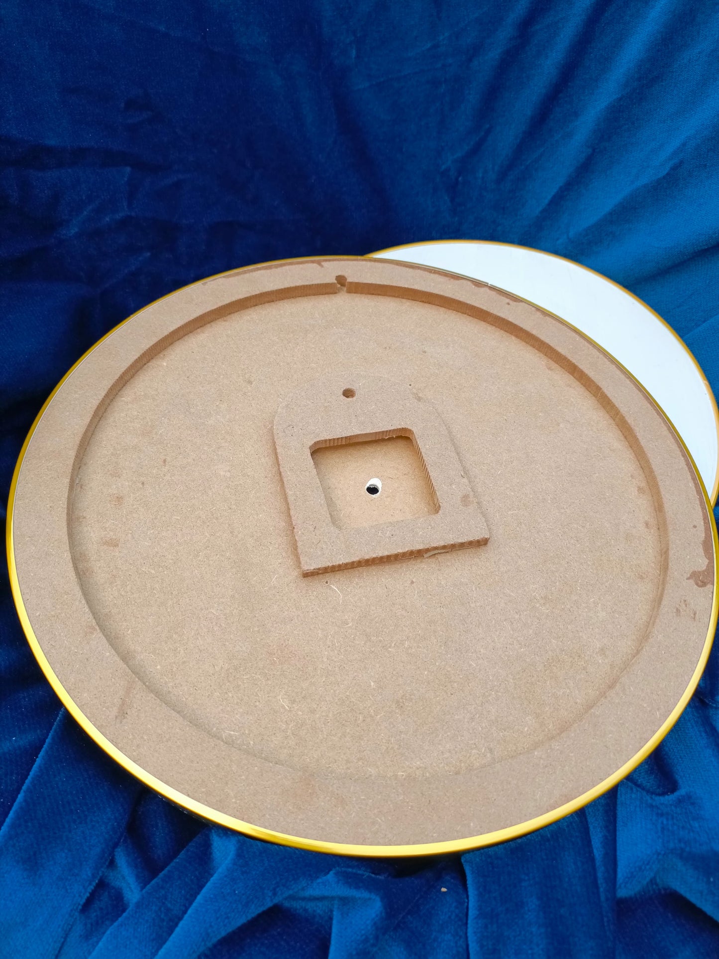 Round Clock MDF with Back Ring, Gesso Primed & Golden Border for Resin Art | All Sizes