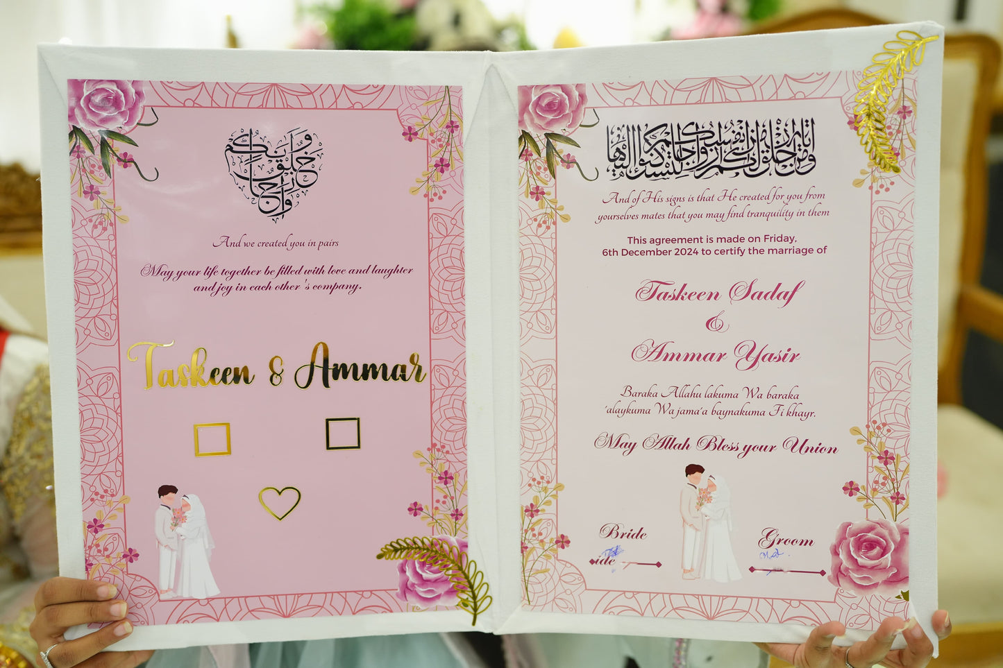 Customized Nikah Booklet | White Velvet Variant | A4 & A3 Size