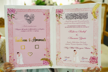 Customized Nikah Booklet | White Velvet Variant | A4 & A3 Size