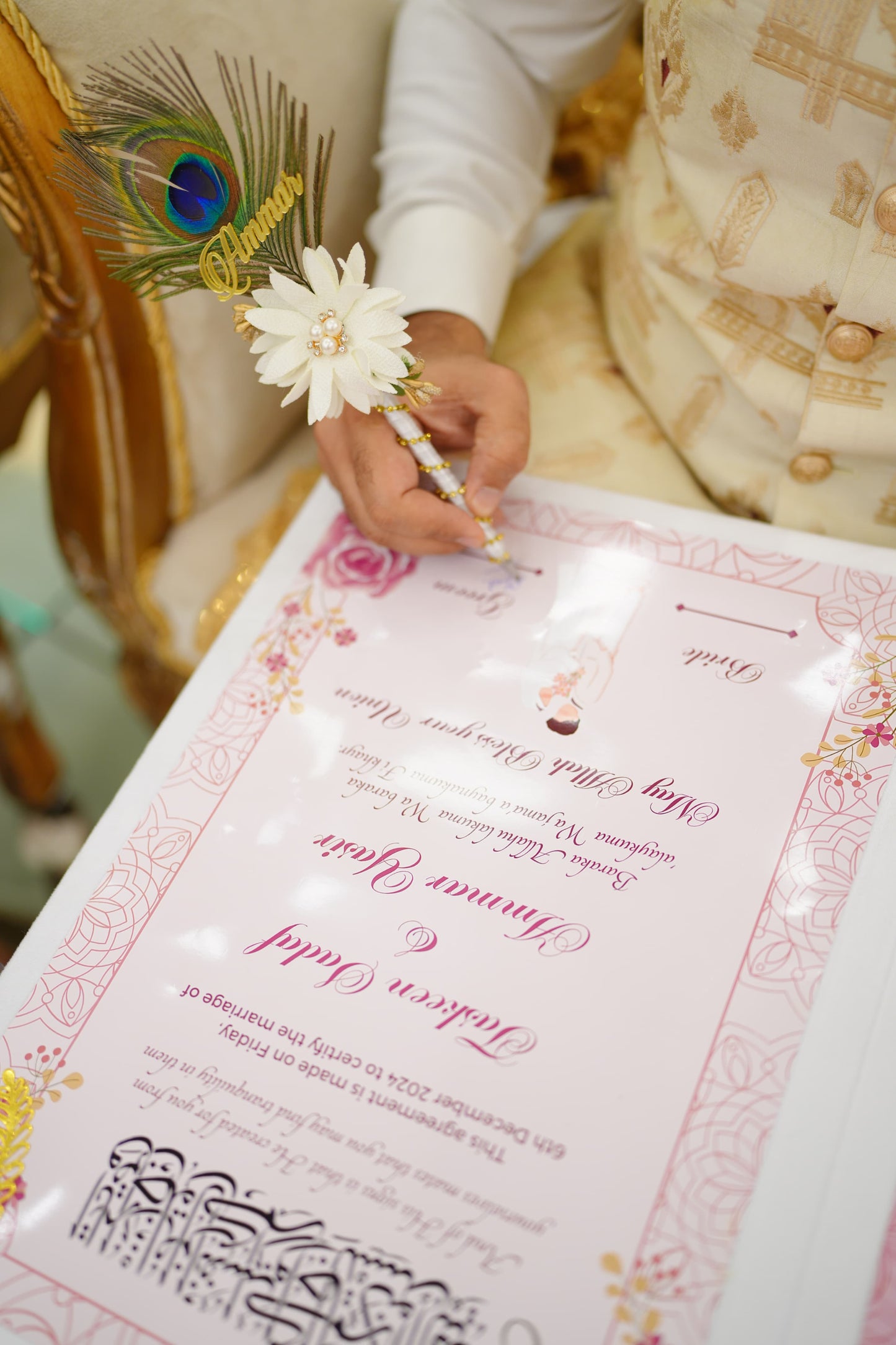 Customized Nikah Booklet | White Velvet Variant | A4 & A3 Size