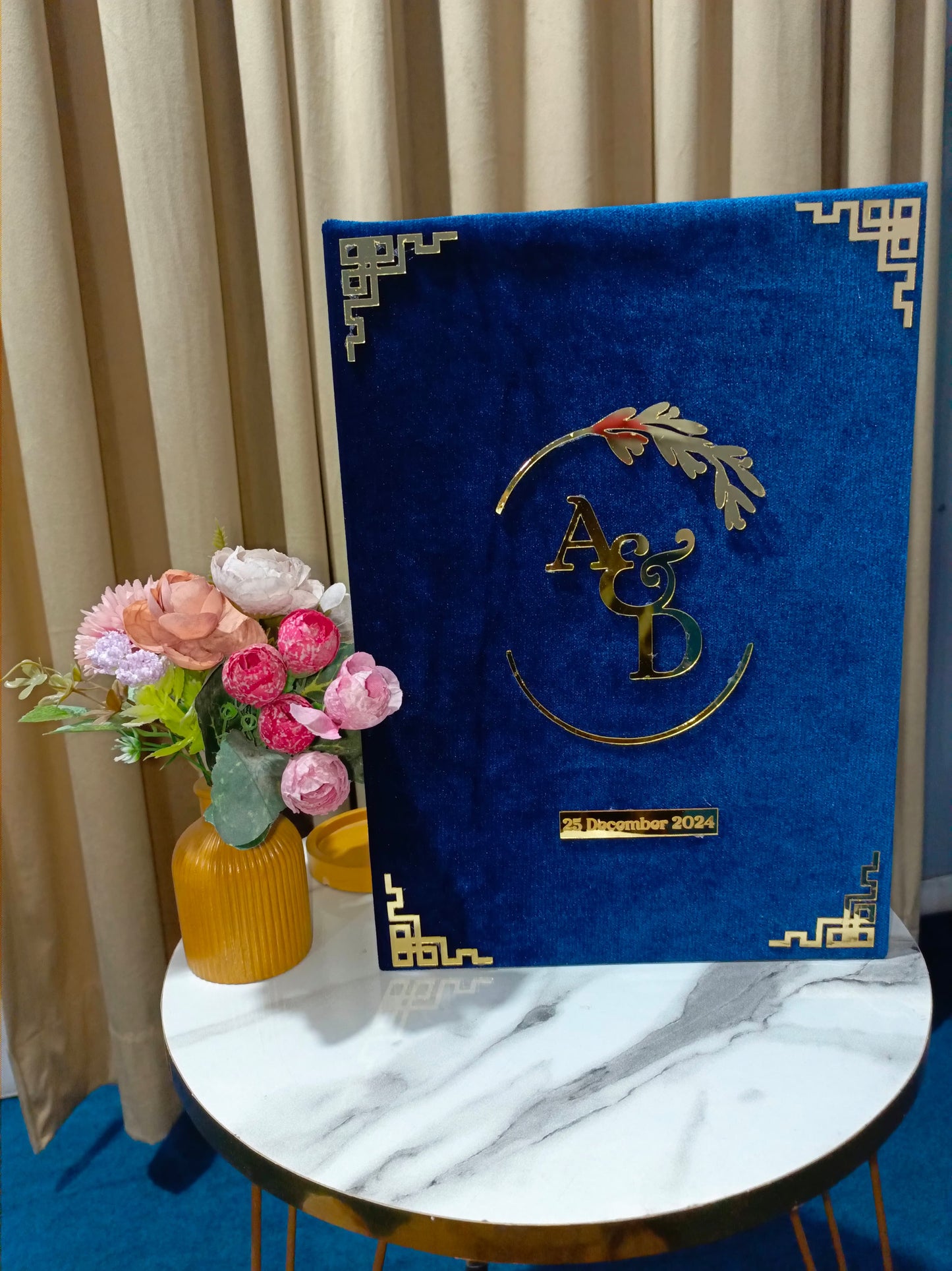 Customized Nikah Booklet | Blue Velvet Variant | A4 & A3 Size