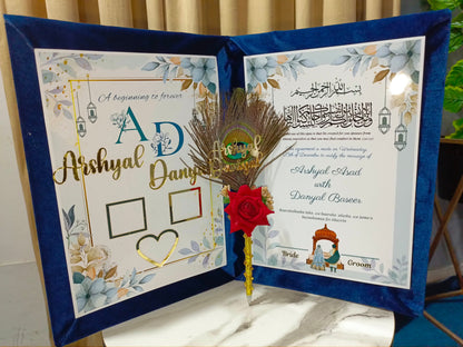 Customized Nikah Booklet | Blue Velvet Variant | A4 & A3 Size