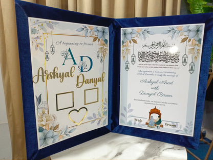 Customized Nikah Booklet | Blue Velvet Variant | A4 & A3 Size