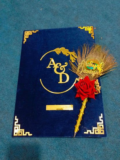 Customized Nikah Booklet | Blue Velvet Variant | A4 & A3 Size