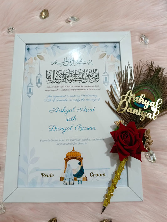 Customized Framed Nikah Certificate | A4 & A3 Sizes | White Variant