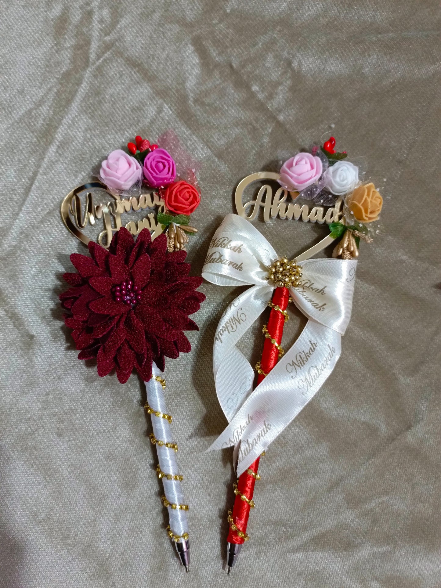 Customized Nikah Pens | White Ribbon Variant