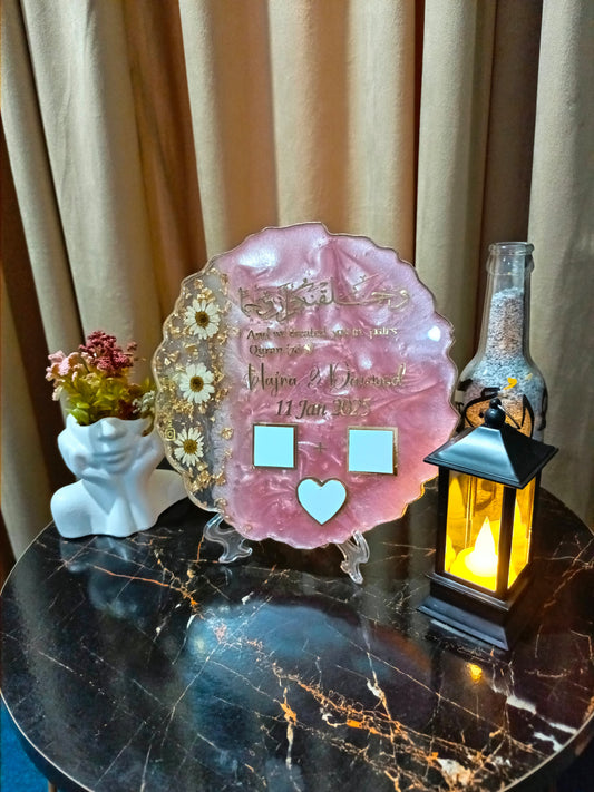 Customized 10 Inches Resin Plaque with Thumb Boxes | Pink Variant