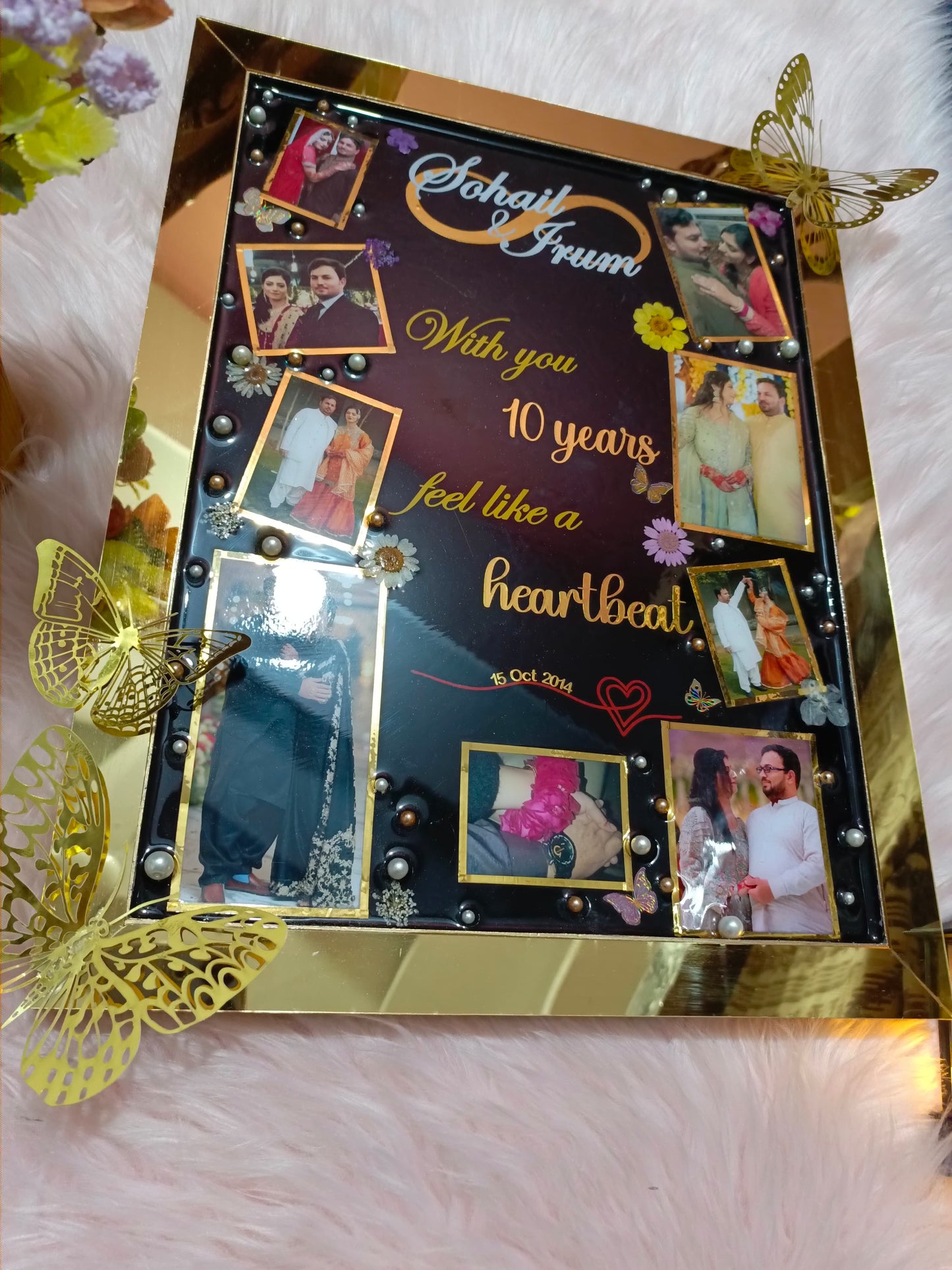 Memories Preservation Board | Special Pictures Preservation in Resin | MDF Board | Golden and Black Color