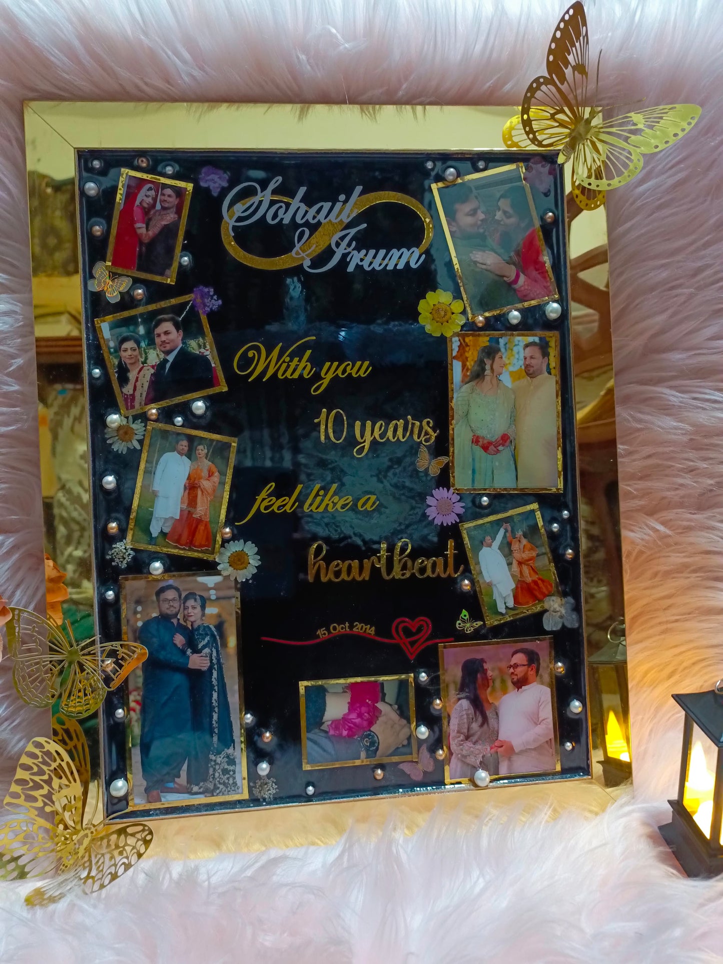 Memories Preservation Board | Special Pictures Preservation in Resin | MDF Board | Golden and Black Color