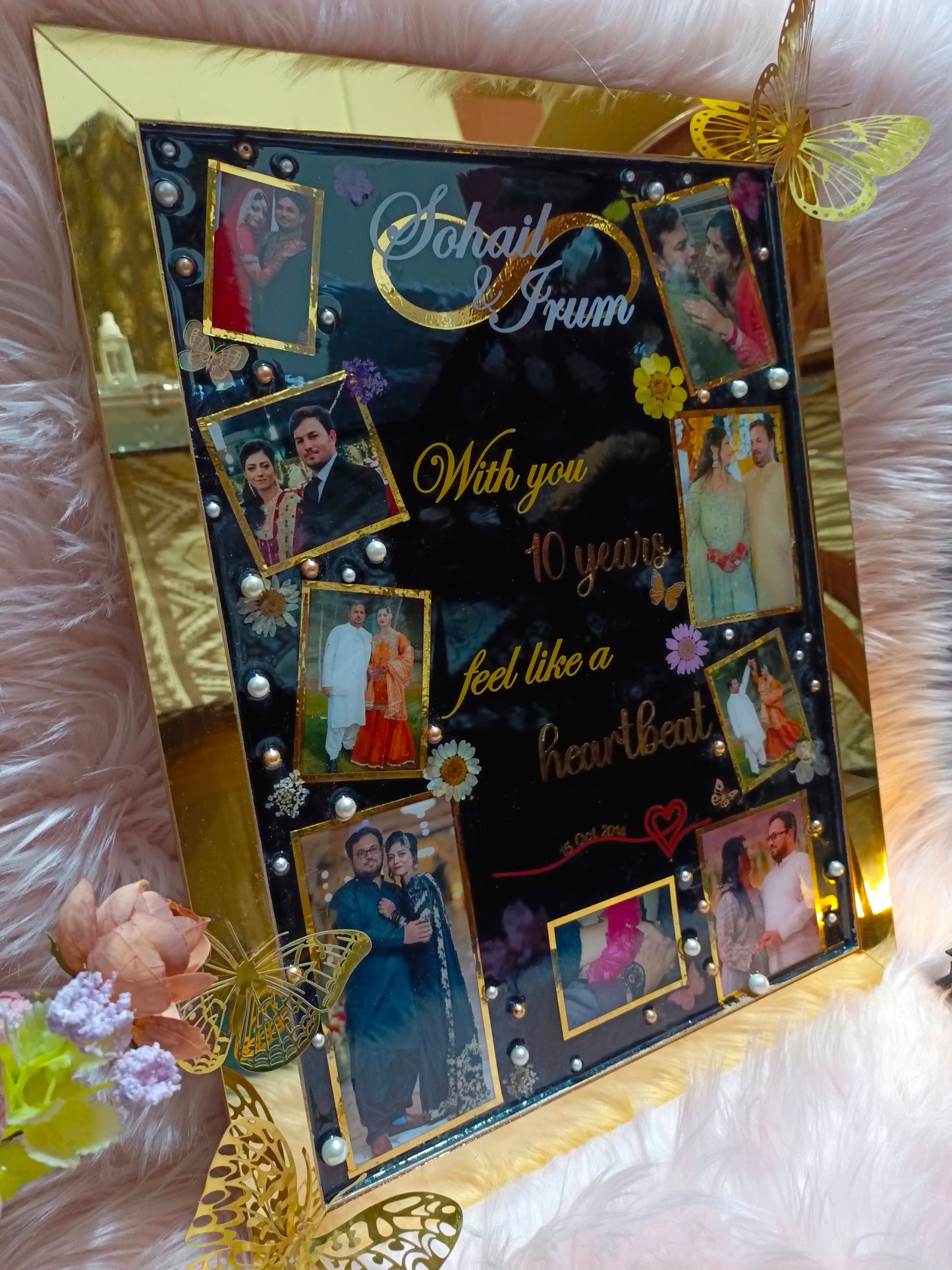 Memories Preservation Board | Special Pictures Preservation in Resin | MDF Board | Golden and Black Color