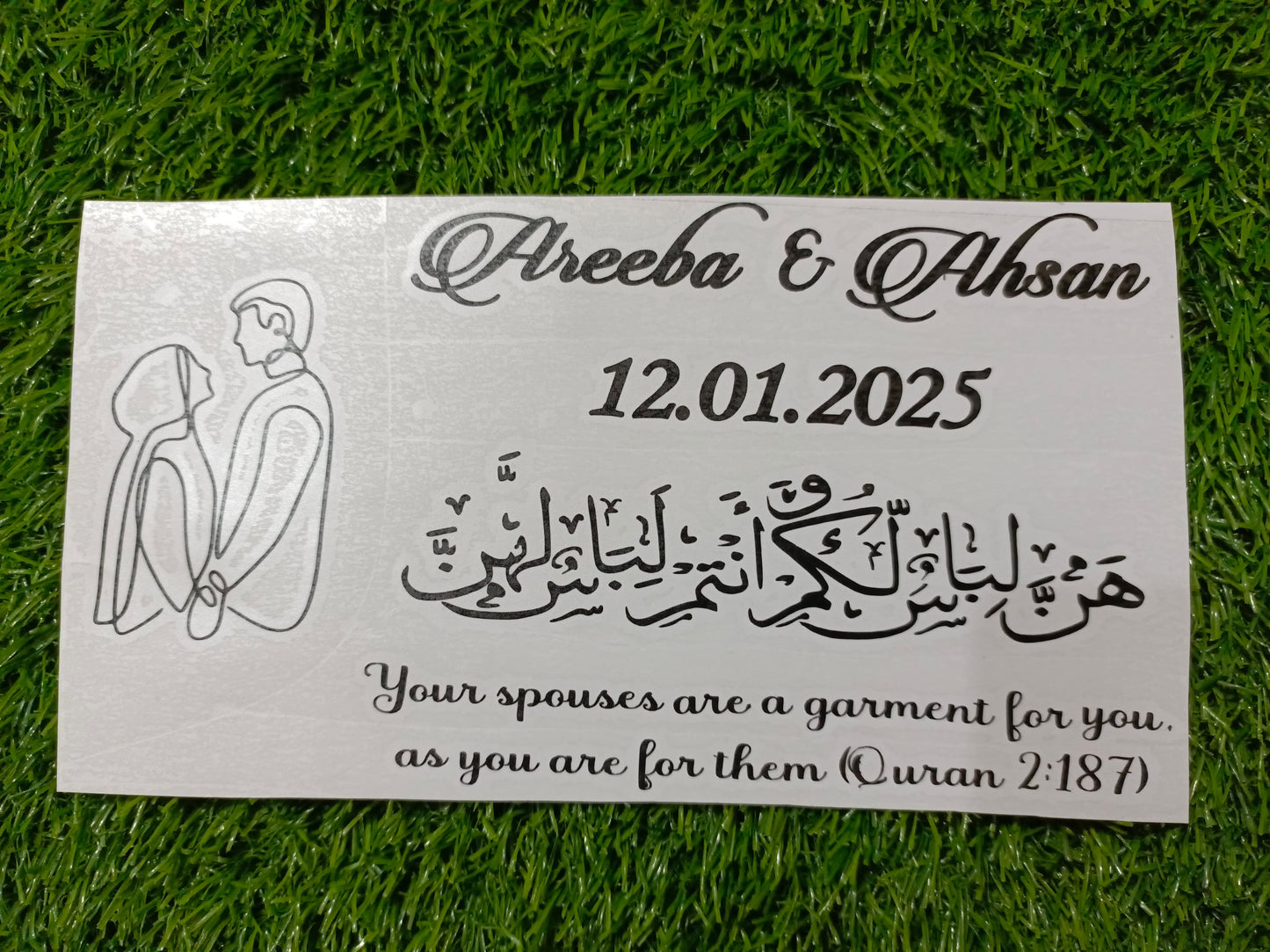 Customized Nikah Sticker with Names | 5 Inches | Golden, Silver and Black Color