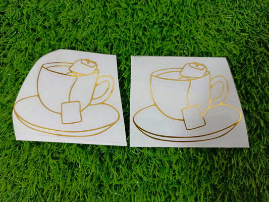 Pair of Coffee Cups Vinyl Stickers | 3.5 Inches | For Resin Art