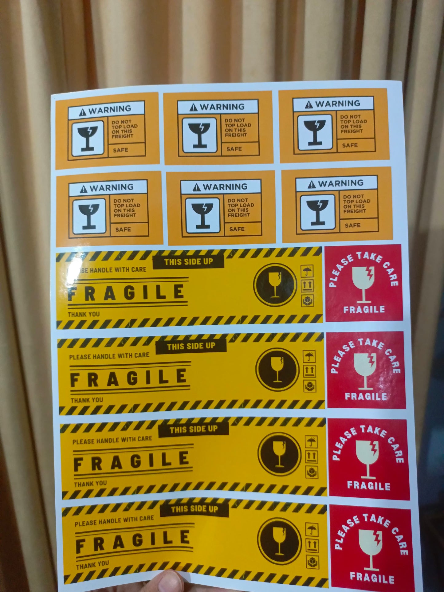 Fragile Sticker Sheet | Colored | A4 Size