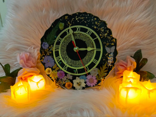 Resin Table Clock | 8 Inches | Black Color